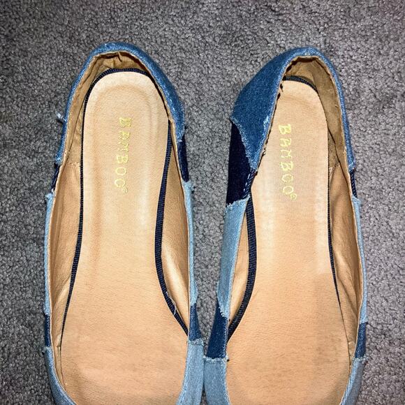 Blue denim patchwork flats, fairycore boho chic hippie Y2K bohemian indie - Picture 4 of 8